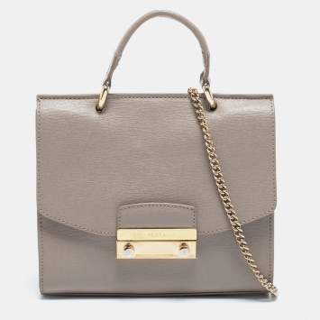 Pre Owned Furla Grey Leather Julia Top Handle Bag