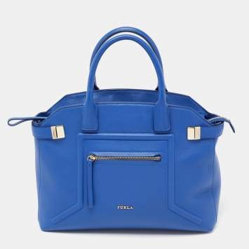 Pre Owned Furla Blue Leather Alice Satchel