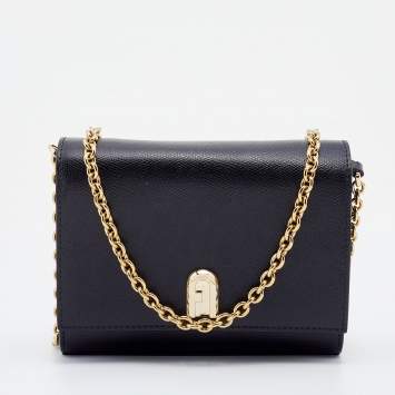 Pre Owned Furla Black Leather Mini 1927 Nero Crossbody Bag