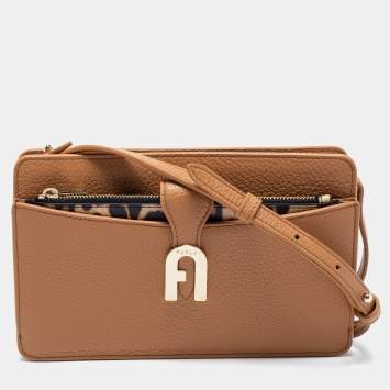 Pre Owned Furla Brown Leather Mini Sofia Crossbody Bag