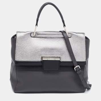 Pre Owned Furla Grey/Silver Leather Artesia Creta Top Handle Bag