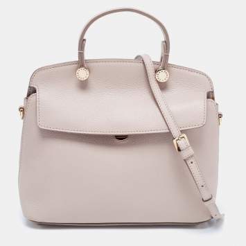 Pre Owned Furla Beige Leather Small My Piper Top Handle Bag