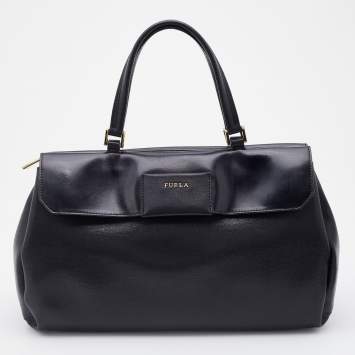 Pre Owned Furla Black Saffiano Leather Patty Tote
