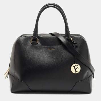 Pre Owned Furla Black Leather Satchel