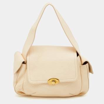 Pre Owned Furla Peach Leather Flap Bag