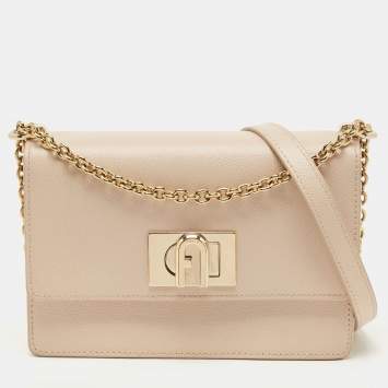 Pre Owned Furla Beige Leather Metropolis Shoulder Bag