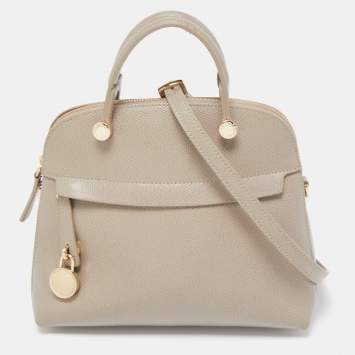 Pre Owned Furla Taupe Leather Piper Dome Satchel
