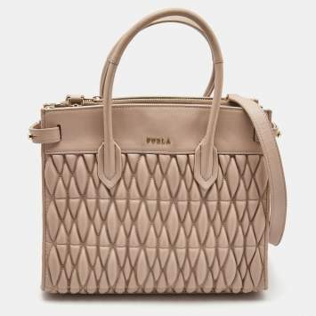 Pre Owned  Furla Pink Leather Pin Cometa Tote