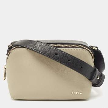 Pre Owned Furla Grey/Black Leather Amica Camera Crossbody Bag