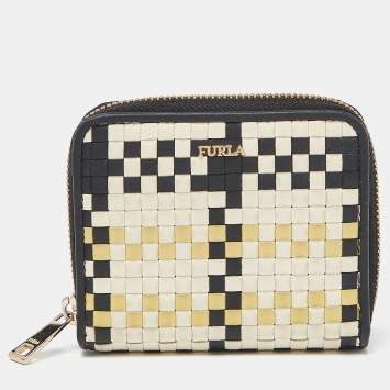 Pre Owned Furla Tri Color Leather Zip Around Wallet