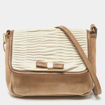 Pre Owned Furla Tri Color Leather Flap Crossbody Bag