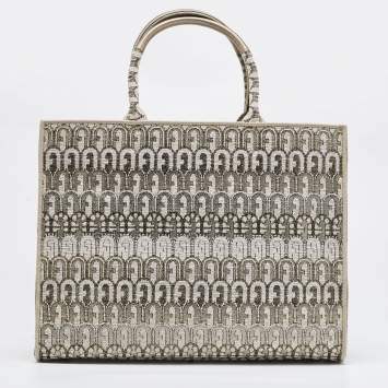 Pre Owned Furla Toni Ballerina Jacquard Fabric Large Opportunity Tote