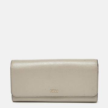 Pre Owned Furla Grey Leather Flap Continental Wallet