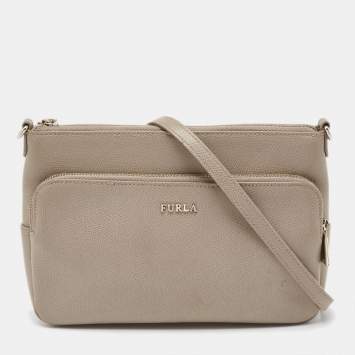 Pre Owned Furla Grey Leather Crossbody Bag
