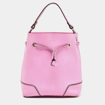 Pre Owned Furla Pink Leather Stacy Drawstring Bucket Bag