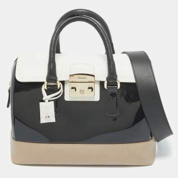 Pre Owned Furla Tricolor Rubber and Leather Candy Flap Satchel