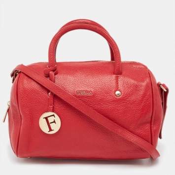 Pre Owned Furla Red Leather Arianna Satchel
