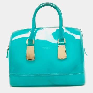 Pre Owned Furla Green Rubber Candy Satchel