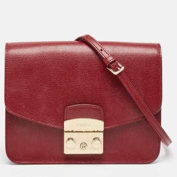 Pre Owned Furla Red Leather Metropolis Shoulder Bag