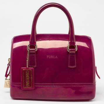 Pre Owned Furla Pink Rubber Candy Satchel 