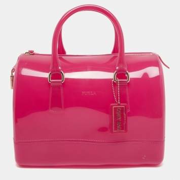 Pre Owned Furla Fuchsia Rubber Candy Satchel