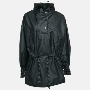 Pre Owned Ganni Black Matte Nylon Windbreaker Jacket S