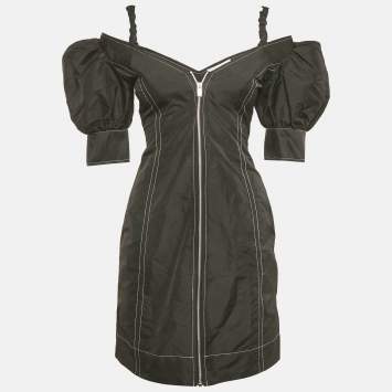 Pre Owned Ganni Black Crepe Cold Shoulder Mini Dress XS