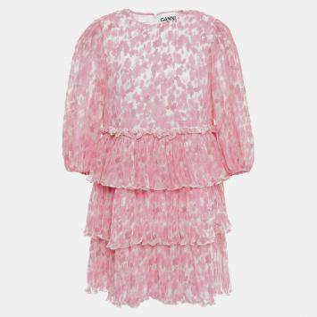 Pre Owned Ganni Poliestere riciclato Mini Dress EU 42