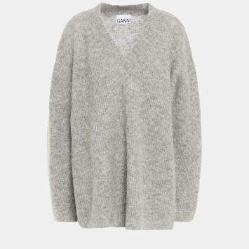 Pre Owned Ganni Alpaca V-Neck Sweaters M