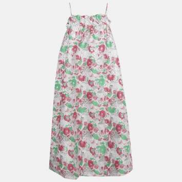 Pre Owned Ganni Multicolor Lurex Jacquard Midi Dress M
