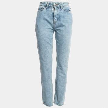 Pre Owned Ganni Light Blue Washed Denim High Waist Jeans S Waist 26
