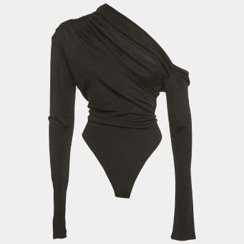 Pre Owned Gauge81 Black Jersey Cut -Out Neck Detail Bodysuit L 