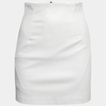 Pre Owned Gauge 81 White Faux Leather Mini Skirt S