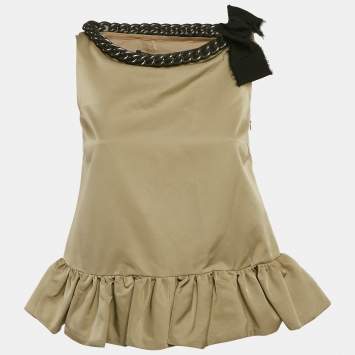 Pre Owned Giambattista Valli Beige Wool Blend Chain Detail Sleeveless Top XXS