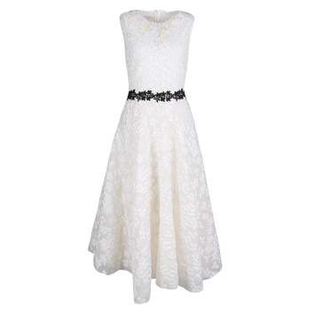 Pre Owned Giambattista Valli White Floral Applique Embroidered Sleeveless Dress M