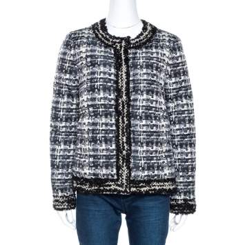 Pre Owned Giambattista Valli Monochrome Printed Button Front Jacket M