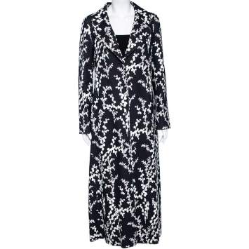 Pre Owned Giambattista Valli Black Floral Jacquard Coat M