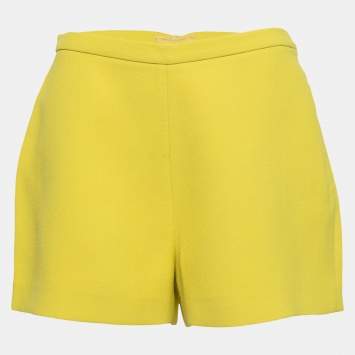 Pre Owned Giambattista Valli Yellow Crepe Shorts M