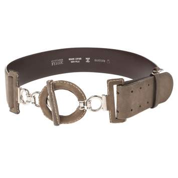 Pre Owned Gianfranco Ferre Brown Suede Wide Belt Size 85 CM