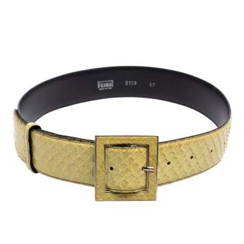 Pre Owned Gianfranco Ferre Light Yellow Python Buckle Belt
