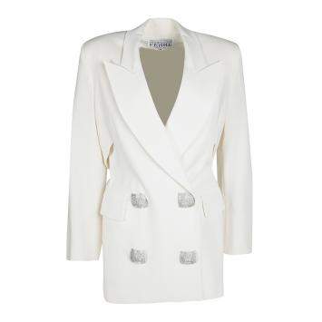 Pre Owned Gianfranco Ferre Cream Cutout Back Detail Blazer and Maxi Skirt Suit S