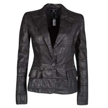 Pre Owned Gianfranco Ferre Brown Grass Snake Leather Jacket S