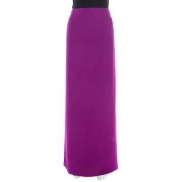 Pre Owned Gianfranco Ferre Purple Crepe Maxi Skirt L