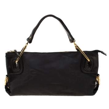 Pre Owned Gianfranco Ferre Black Nylon and Leather Buckle Shoulder Bag