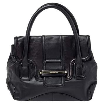 Pre Owned Gianfranco Ferre Black Leather Flap Satchel