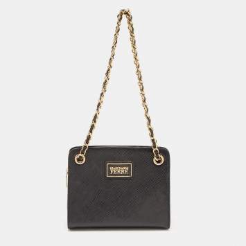 Pre Owned Gianfranco Ferre Black Patent Leather Chain Shoulder Bag