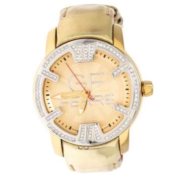 Pre Owned GF Ferre Gold Two Tone Stainless Steel Diamond 9065B Women's Wristwatch 40 MM