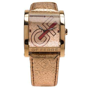 Pre Owned Gianfranco Ferre Pink Gold-Plated Stainless Steel 9046M Women's Wristwatch 36MM