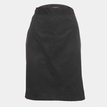 Versus Versace Black Crepe Logo Safety Pin Mini Skirt S