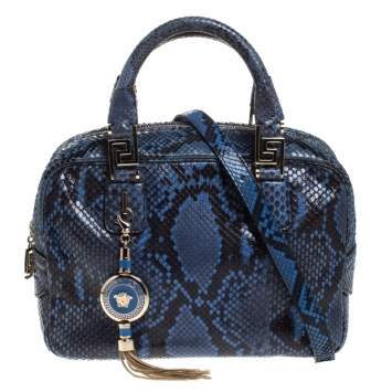 Pre Owned Versace Blue Python Satchel